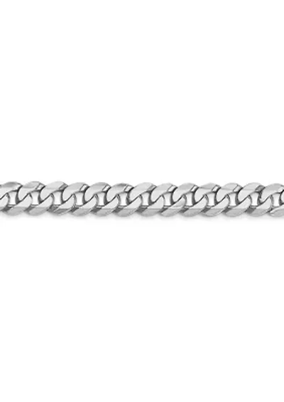 Mens 14K White Gold Millimeter Beveled Curb Chain Bracelet