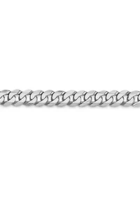 Mens 14K White Gold Millimeter Beveled Curb Chain Bracelet