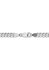 Mens 14K White Gold Millimeter Beveled Curb Chain Bracelet
