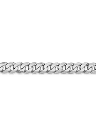 Mens 14K White Gold 4.76 Millimeter Beveled Curb Chain Necklace