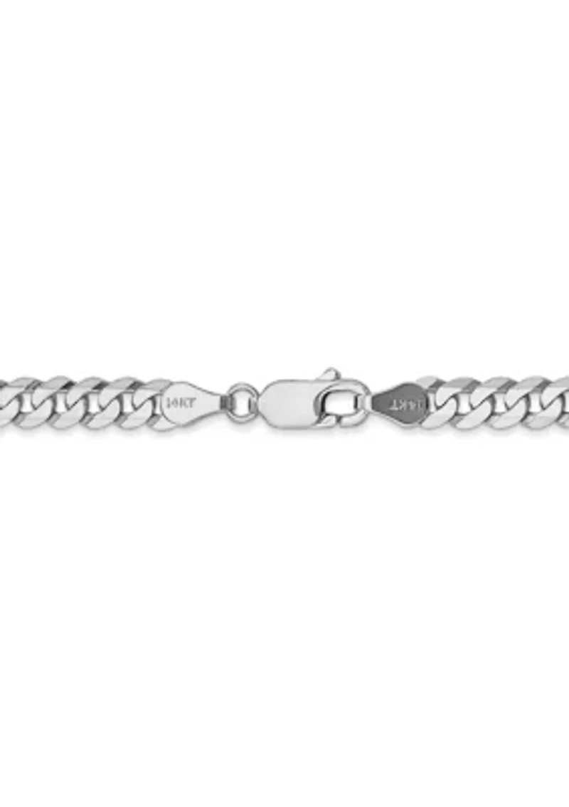 Mens 14K White Gold 4.76 Millimeter Beveled Curb Chain Necklace
