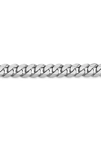 Mens 14K White Gold 5.75 Millimeter Beveled Curb Chain Bracelet