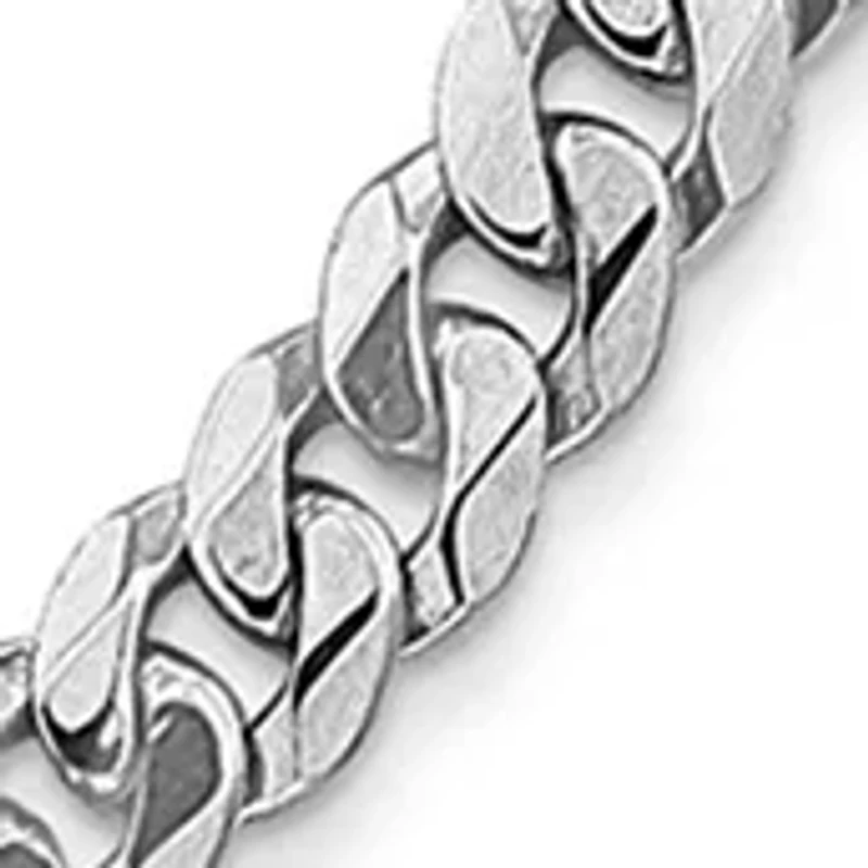 Men's 14K White Gold Millimeter Beveled Curb Chain Necklace