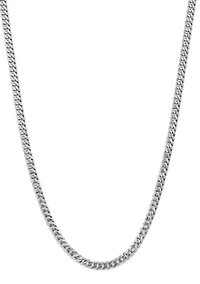 Men's 14K White Gold Millimeter Beveled Curb Chain Necklace