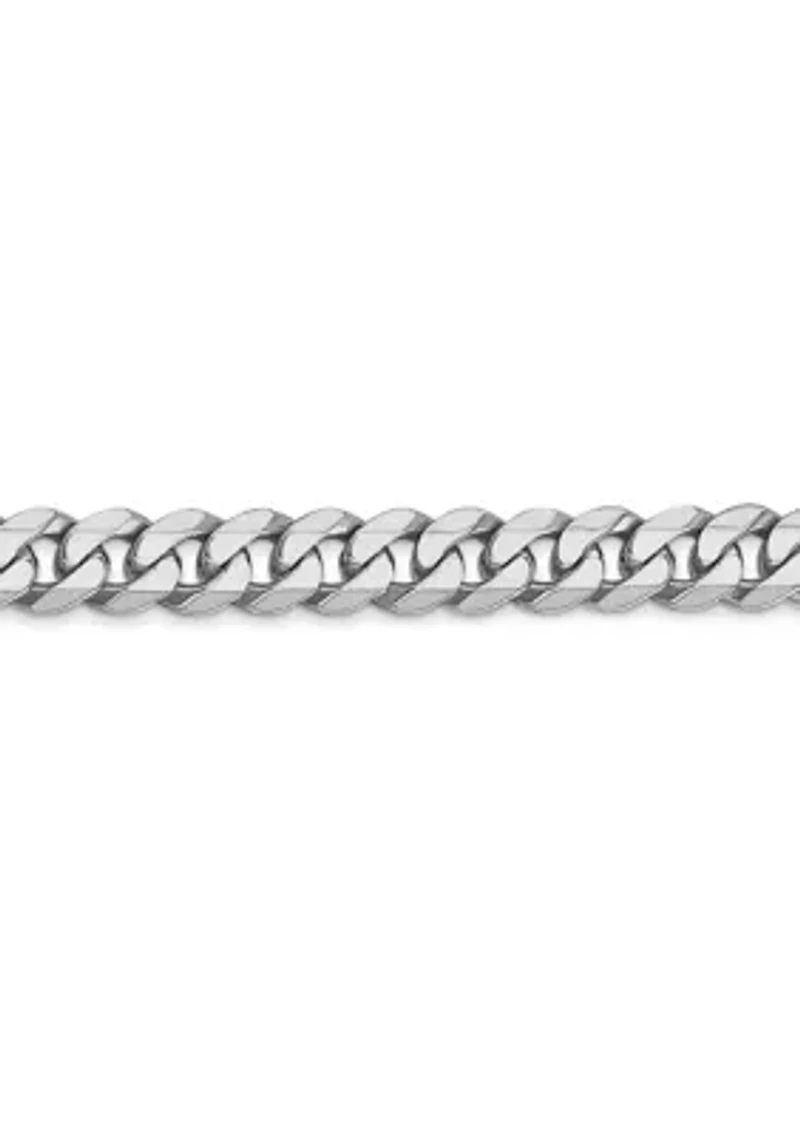 Men's 14K White Gold Millimeter Beveled Curb Chain Necklace