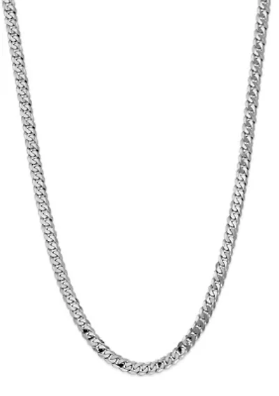 Men's 14K White Gold 7.25 Millimeter Beveled Curb Chain Bracelet