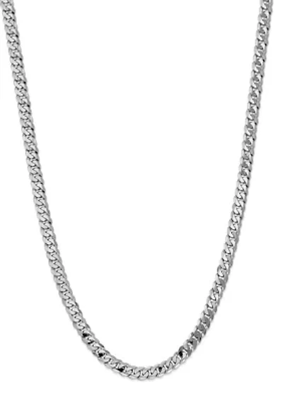 Men's 14K White Gold 7.25 Millimeter Beveled Curb Chain Necklace
