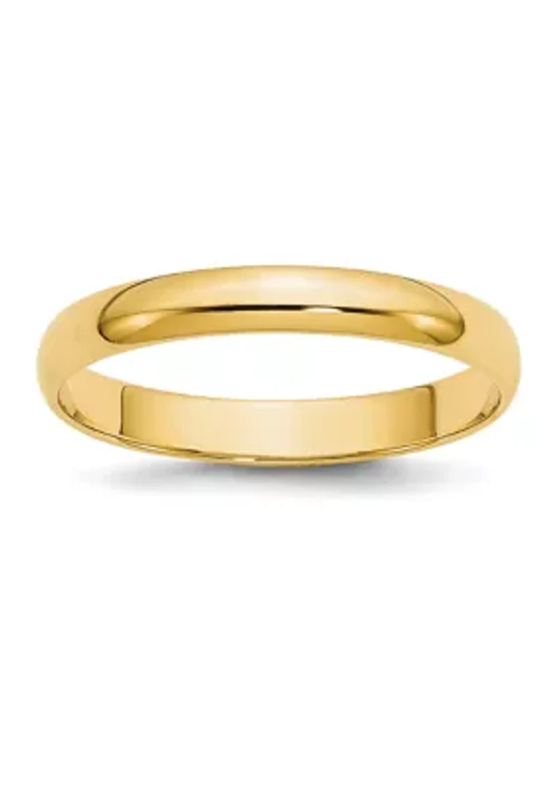 Women's 14K Yellow Gold 3 Millimeter Lightweight Half Round Band