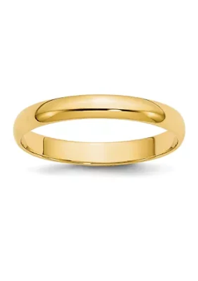 Women's 14K Yellow Gold 3 Millimeter Lightweight Half Round Band