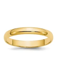 Women's 14K Yellow Gold 3 Millimeter Lightweight Half Round Band