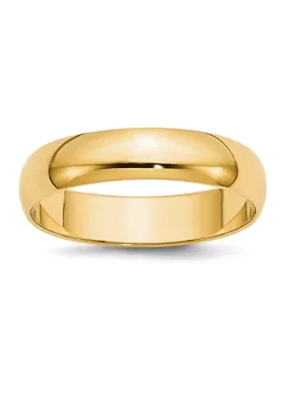 Women's 14K Yellow Gold 5 Millimeter Lightweight Half Round Band