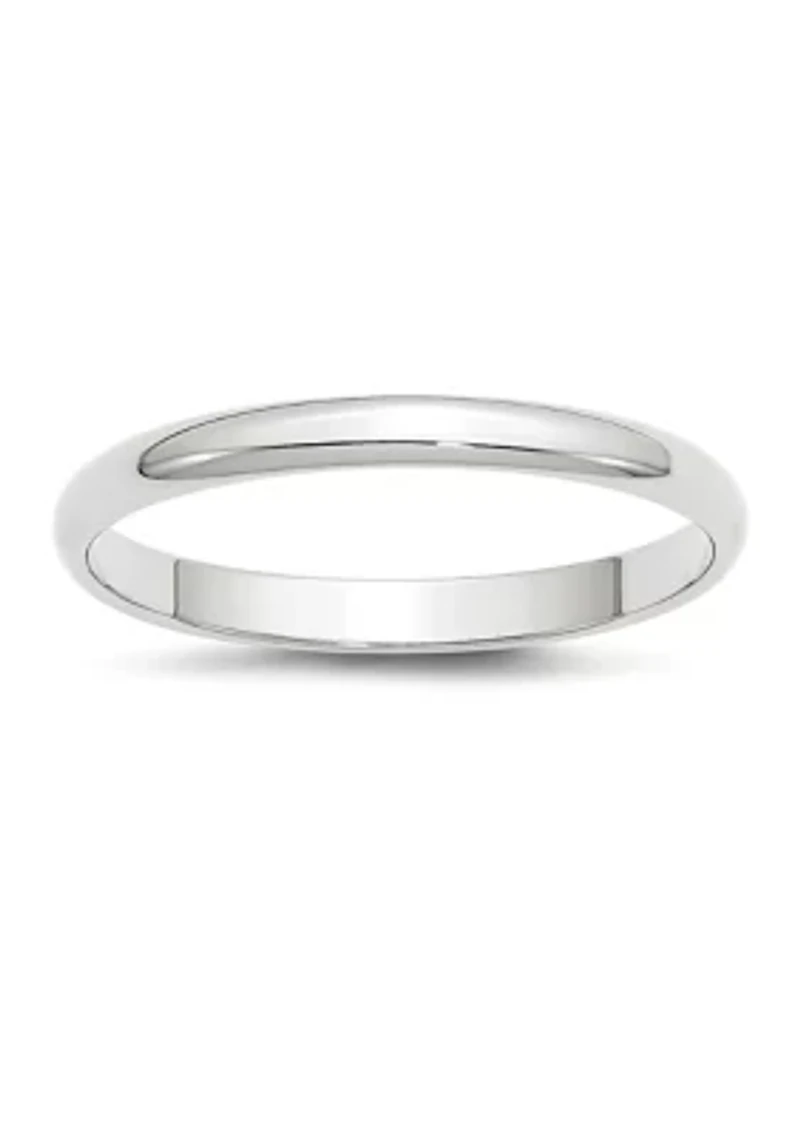 Women's 14K White Gold 2.5 Millimeter Lightweight Half Round Band