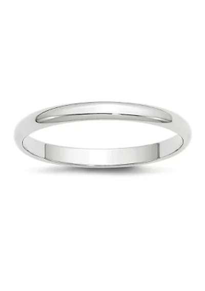 Women's 14K White Gold 2.5 Millimeter Lightweight Half Round Band