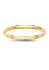Men's 14K Yellow Gold Millimeter Lightweight Half Round Band
