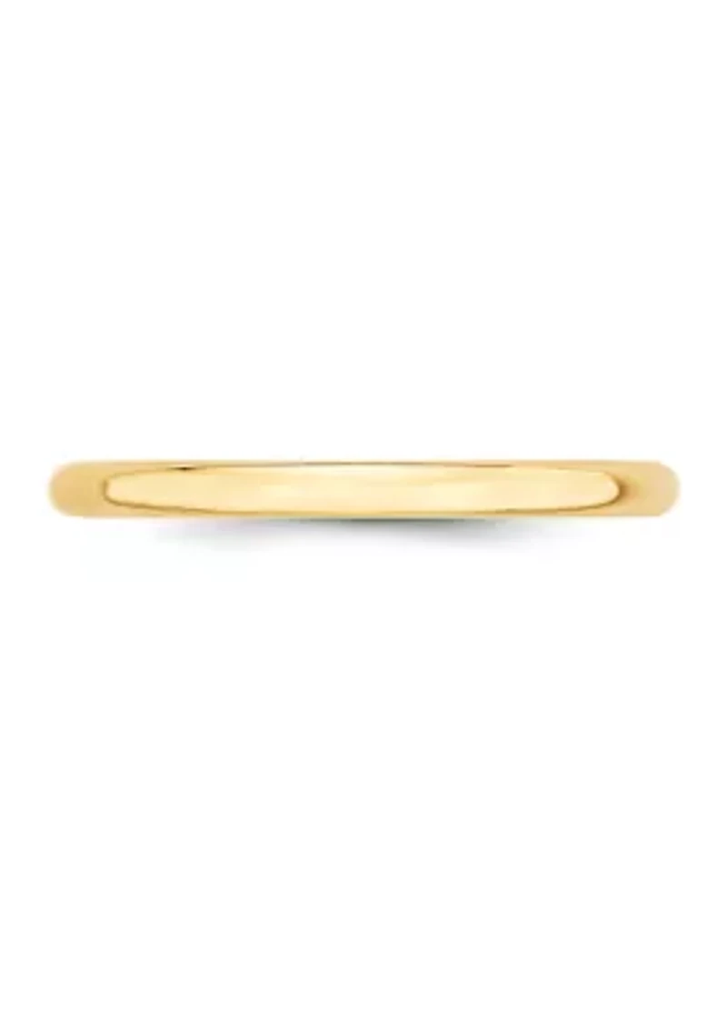 Men's 14K Yellow Gold Millimeter Lightweight Half Round Band