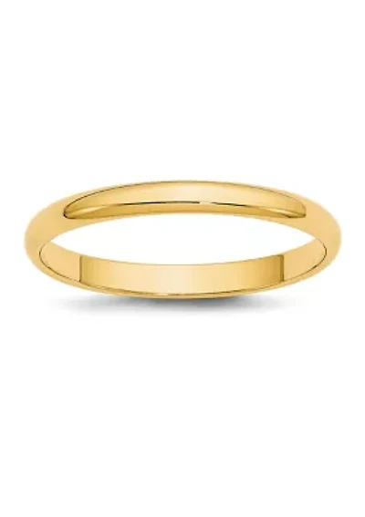 Men's 14K Yellow Gold Millimeter Lightweight Half Round Band
