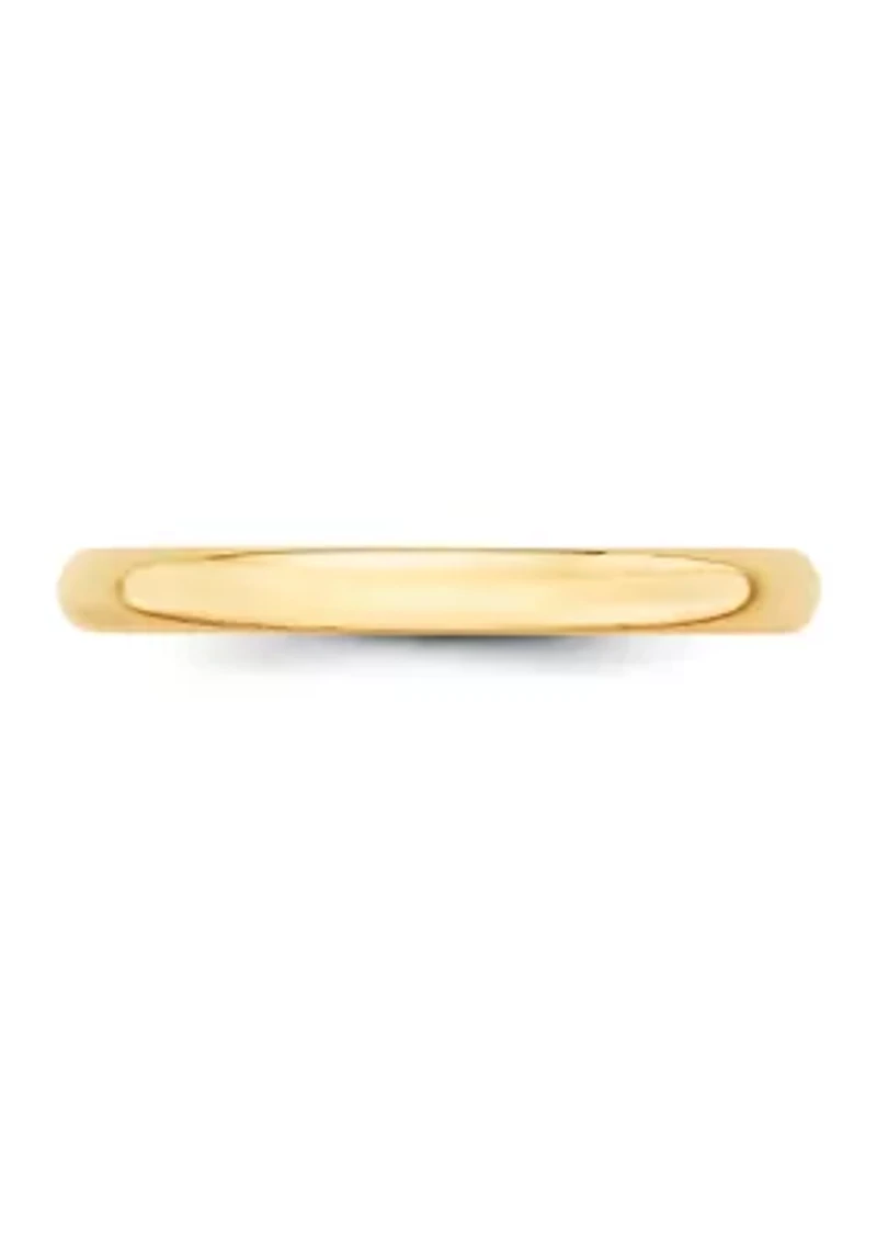 Men's 14K Yellow Gold Millimeter Lightweight Half Round Band
