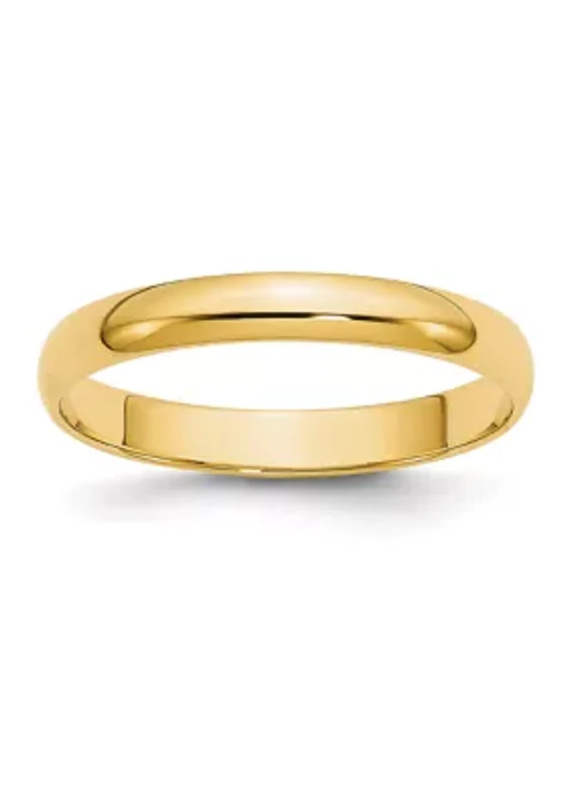 Men's 14K Yellow Gold Millimeter Lightweight Half Round Band