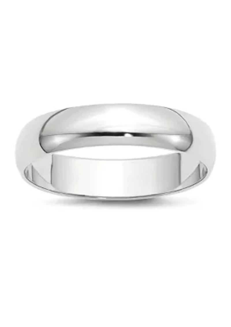 Men's 14K White Gold 5 Millimeter Lightweight Half Round Band
