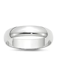 Men's 14K White Gold 5 Millimeter Lightweight Half Round Band