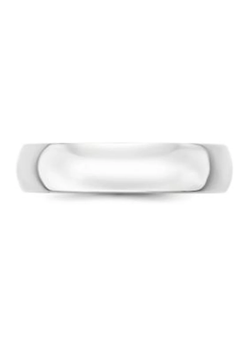 Men's 14K White Gold 5 Millimeter Lightweight Half Round Band