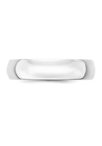 Men's 14K White Gold 5 Millimeter Lightweight Half Round Band