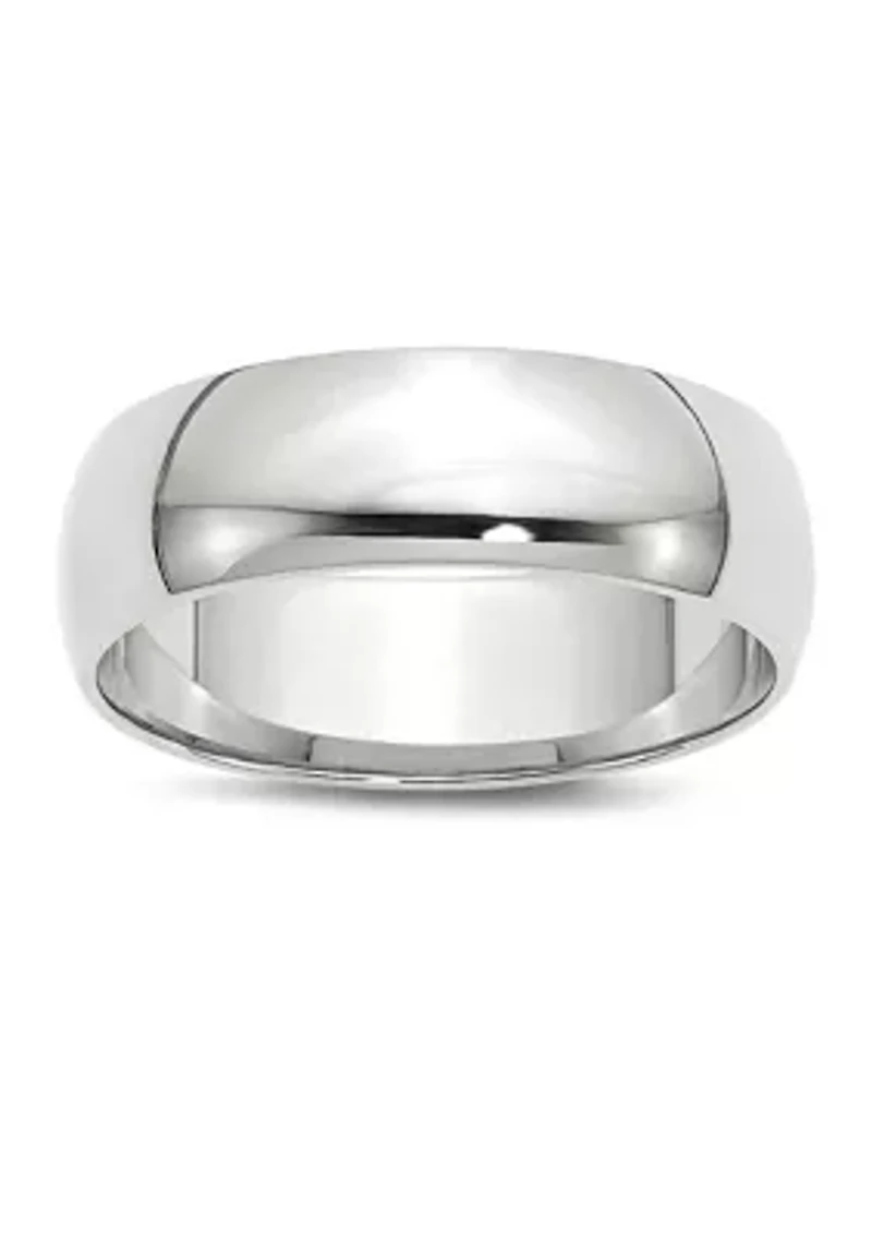Men's 14K White Gold 6 Millimeter Lightweight Half Round Band