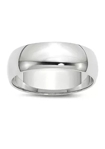 Men's 14K White Gold 6 Millimeter Lightweight Half Round Band