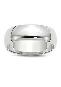 Men's 14K White Gold 6 Millimeter Lightweight Half Round Band