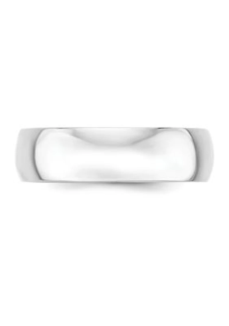 Men's 14K White Gold 6 Millimeter Lightweight Half Round Band