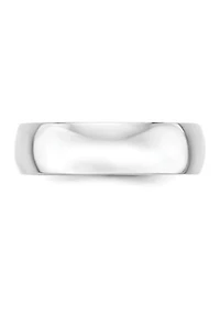 Men's 14K White Gold 6 Millimeter Lightweight Half Round Band