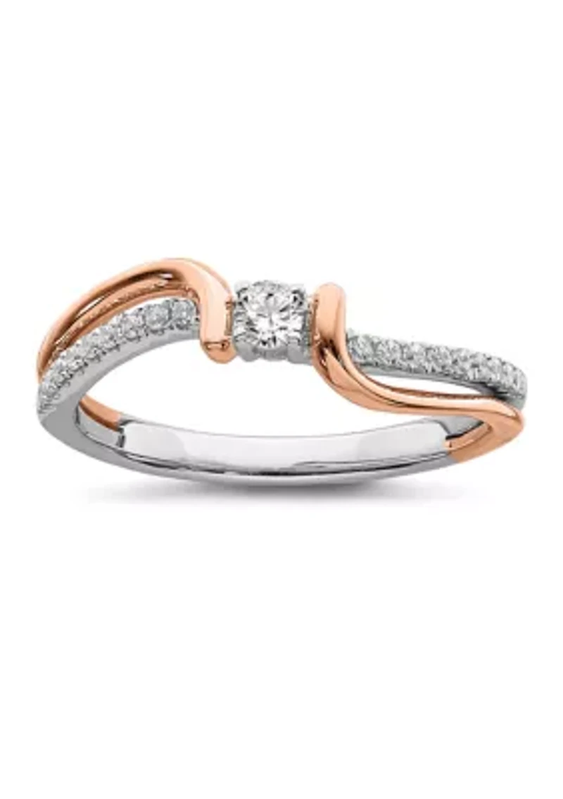 1/5 ct. t.w. Diamond Band Ring 14K White and Rose Gold