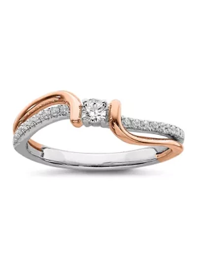 1/5 ct. t.w. Diamond Band Ring 14K White and Rose Gold