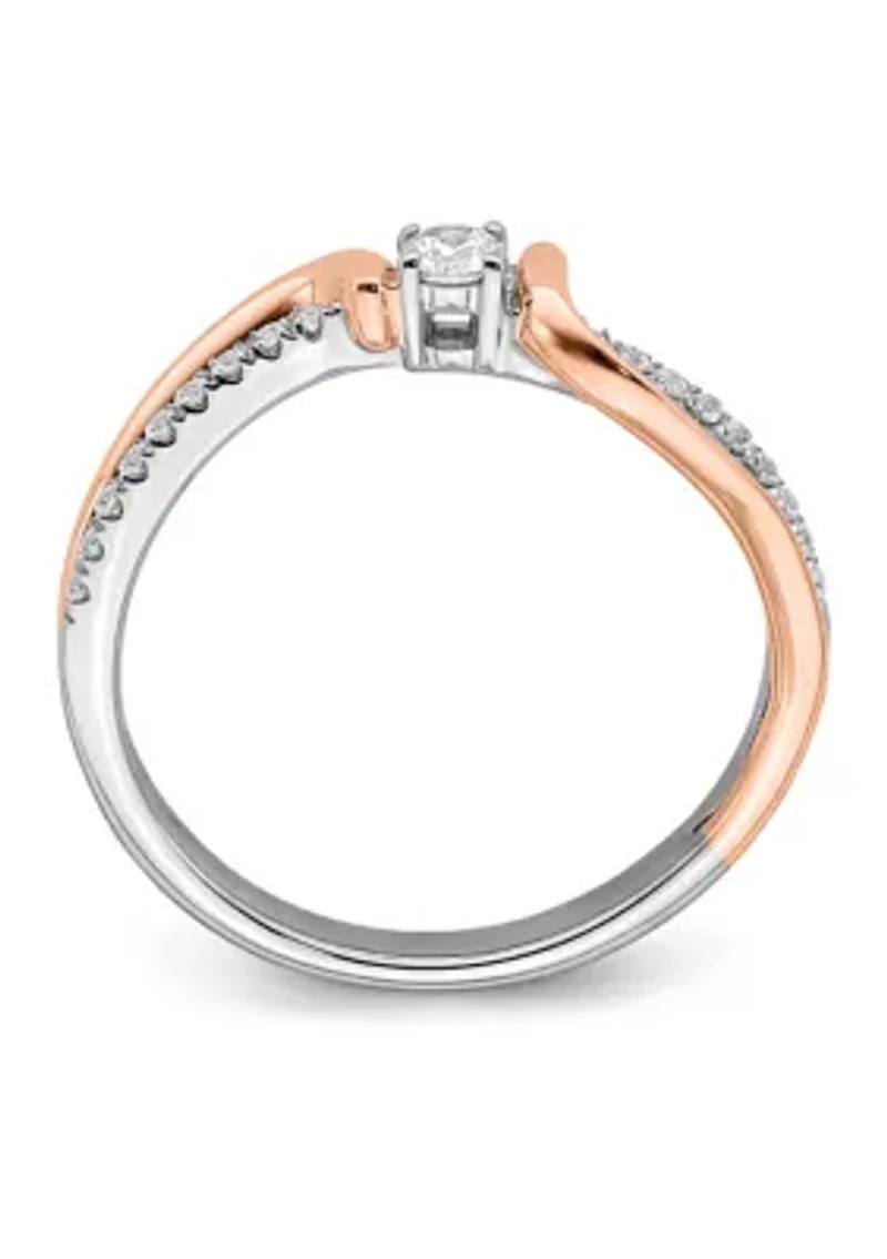 1/5 ct. t.w. Diamond Band Ring 14K White and Rose Gold