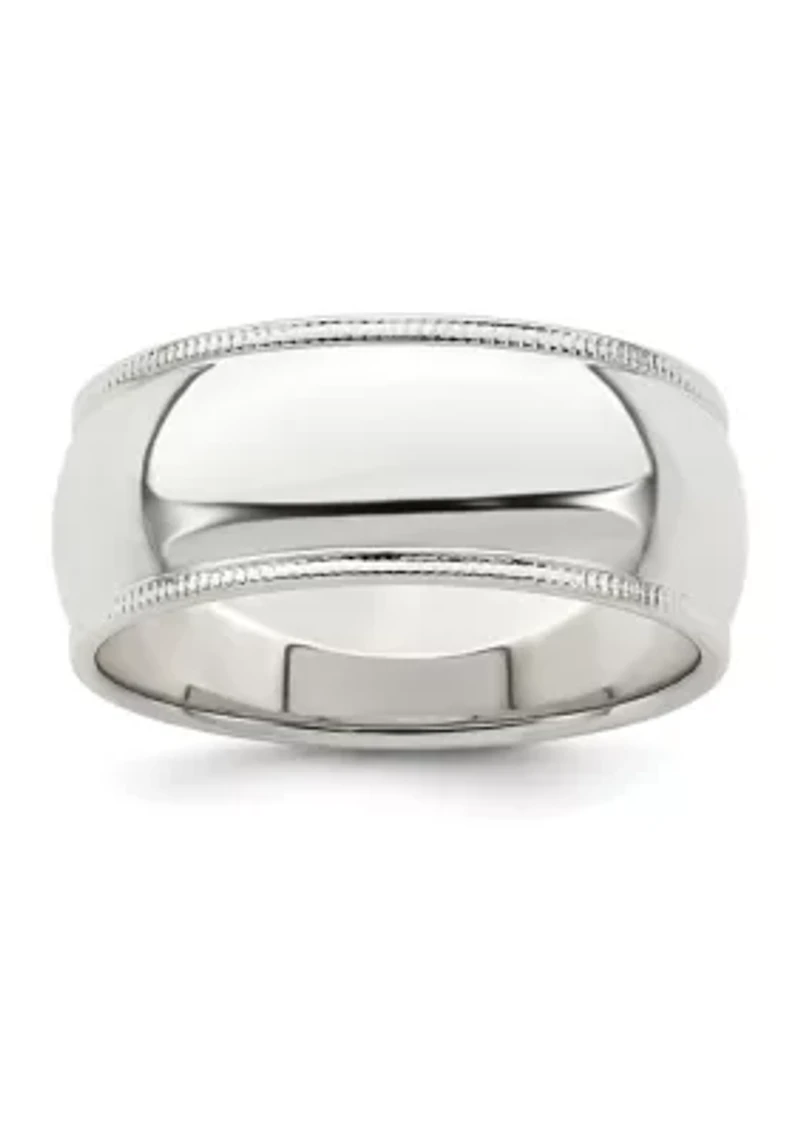 Sterling Silver Millimeter Half Round Milgrain Band