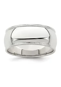 Sterling Silver Millimeter Half Round Milgrain Band