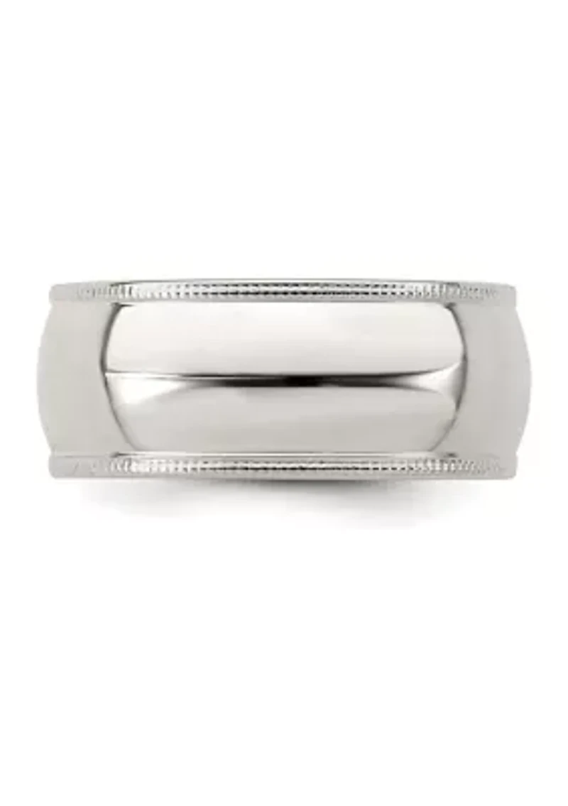 Sterling Silver Millimeter Half Round Milgrain Band
