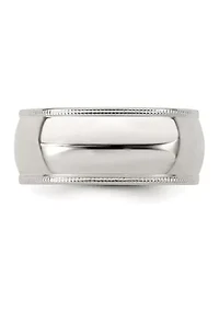 Sterling Silver Millimeter Half Round Milgrain Band