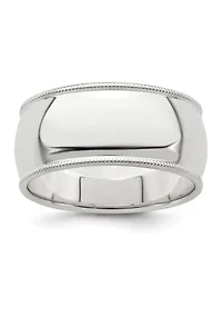 Sterling Silver 9 Millimeter Half Round Milgrain Band