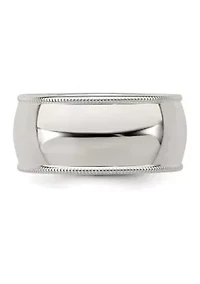 Sterling Silver 9 Millimeter Half Round Milgrain Band