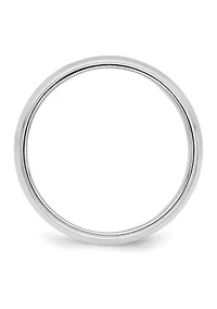 Sterling Silver Rhodium-Plated Half Round Milgrain Band