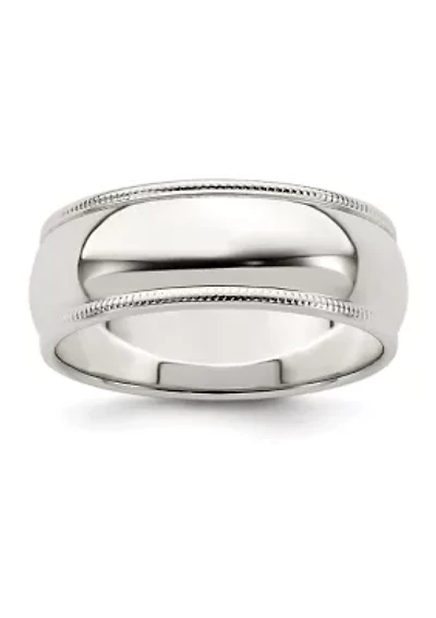 Sterling Silver Half Round Milgrain Band