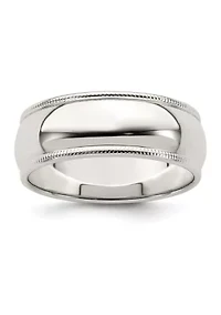 Sterling Silver Half Round Milgrain Band