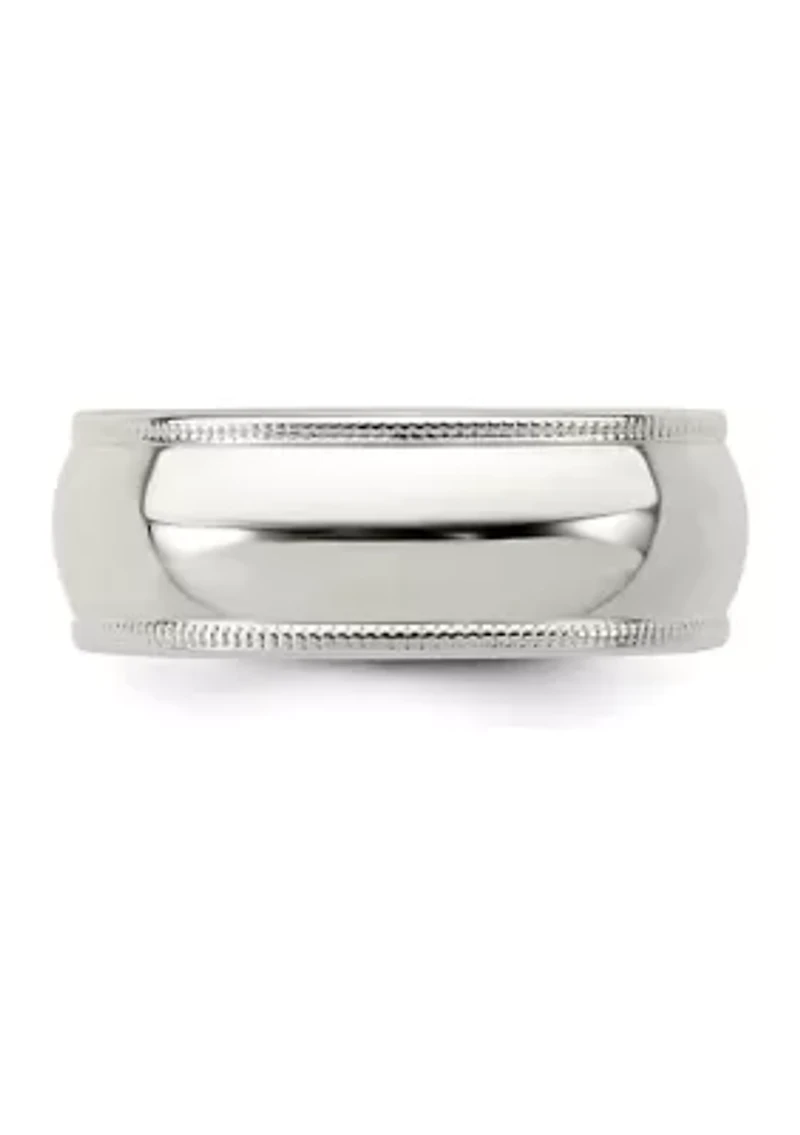 Sterling Silver Half Round Milgrain Band