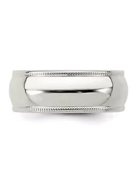 Sterling Silver Half Round Milgrain Band