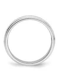 Sterling Silver Rhodium-Plated Half Round Milgrain Band