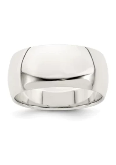 Sterling Silver 9 Millimeter Half-Round Band