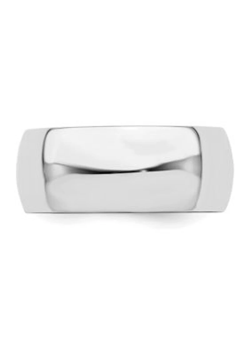 Sterling Silver Rhodium-Plated Half-Round Band