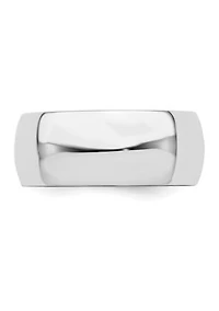 Sterling Silver Rhodium-Plated Half-Round Band
