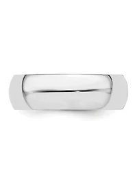 Sterling Silver Rhodium-plated 6 Millimeter Half-Round Band